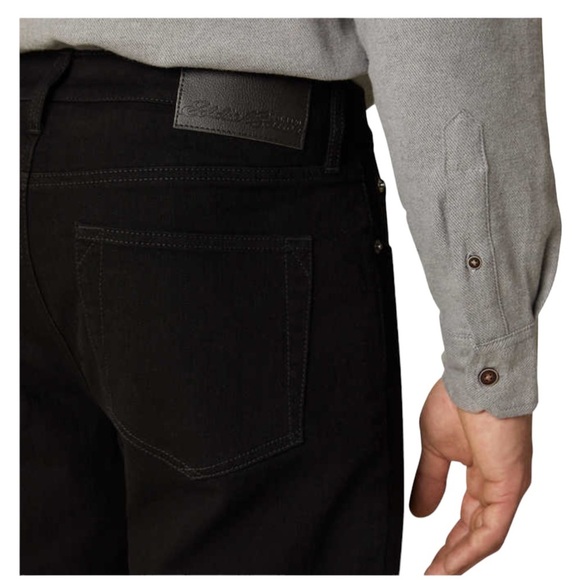 Men's Eddie Bauer 42 x 30 Pants Jeans Denim Black Flannel Warm Straight NWT - Picture 5 of 16